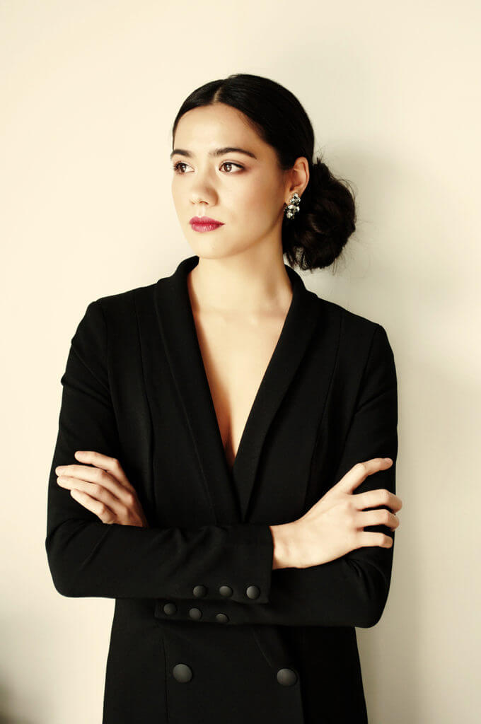 Kookai Karlie Blazer Dress $220, Modes Crystal Clip Earrings $198.