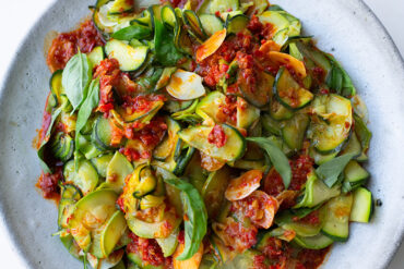 SUPER-SOFT COURGETTES WITH HARISSA AND LEMON