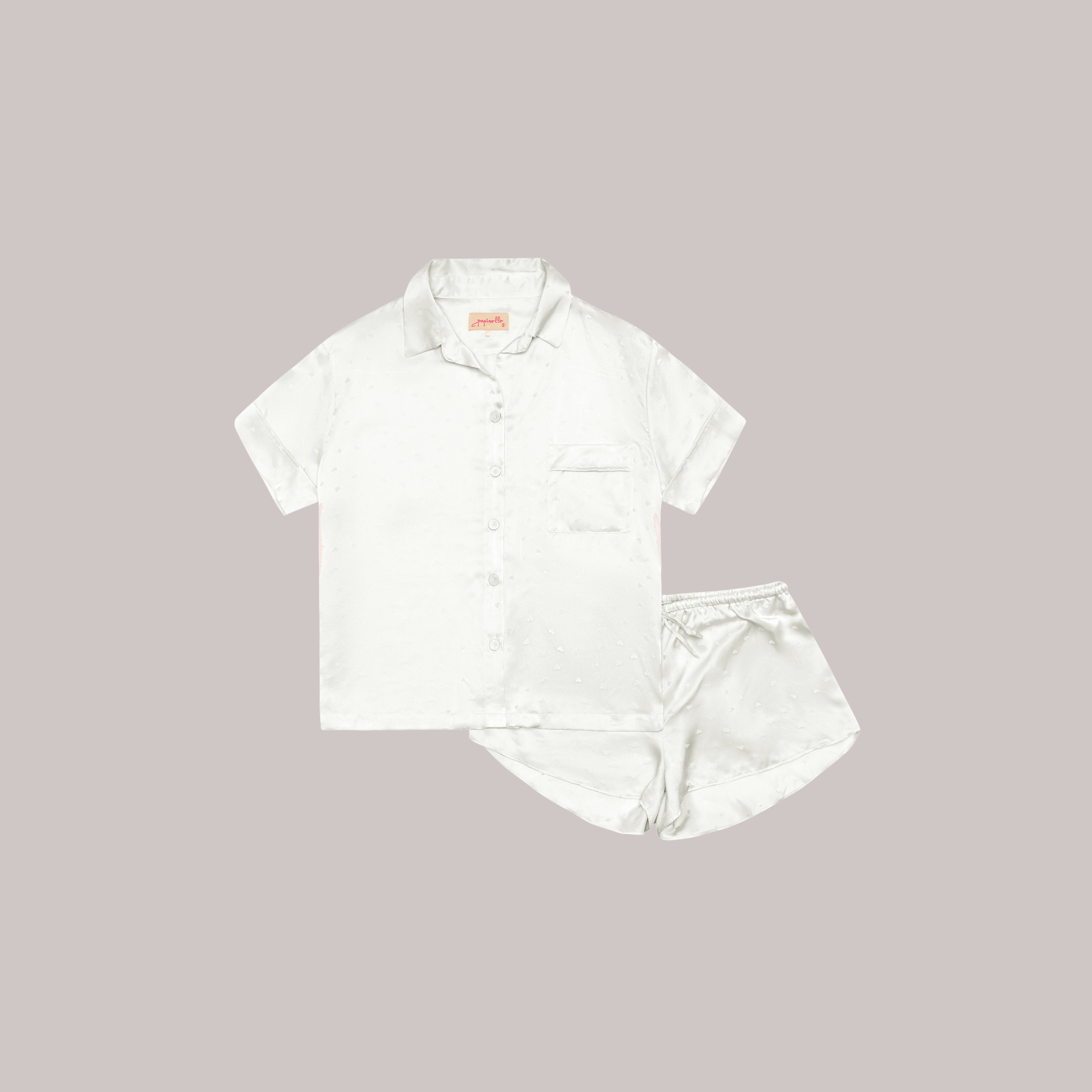 Papinelle Silk Hearts Pure Silk Bridal Collection, Ivory Boxer PJ