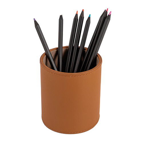 leather pen pot