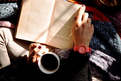 on the bookshelf