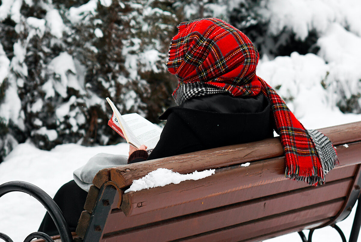 winter bookshelf