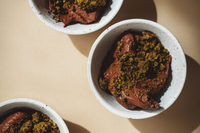 tofu chocolate custard crumble